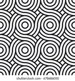 Vector seamless pattern. Stylish texture with figures from circles. Geometric lattice pattern.