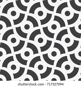Vector seamless pattern. Stylish texture with figures from semicircle. Geometric lattice pattern.