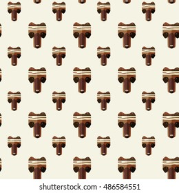 Vector seamless pattern with stylize bear head. Colored flat animal pattern for textile, paper, book, game, cards, banner, web design.