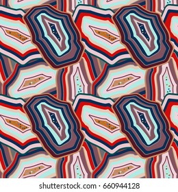 Vector seamless pattern with stylized  agate stones.