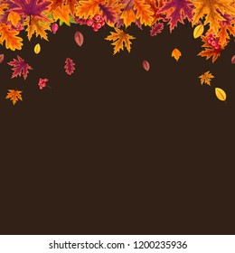 Vector seamless pattern with stylized autumn leaves in warm colors on a white background.