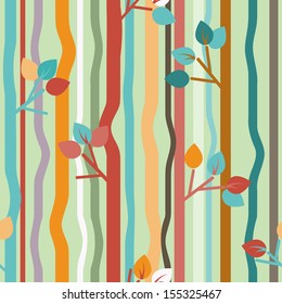 Vector seamless pattern with stylized branches 