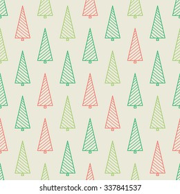 vector seamless pattern with  stylized Christmas trees