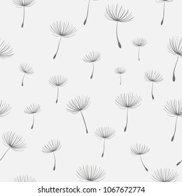 Vector seamless pattern with stylized dandelions. Modern repeating texture. 