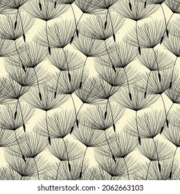 Vector seamless pattern with stylized dandelions. Modern repeating texture. 