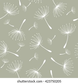 Vector seamless pattern with stylized dandelions. Modern repeating texture. 