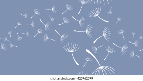 Vector seamless pattern with stylized dandelions. Modern repeating texture. 