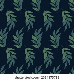 Vector seamless pattern with stylized eucalyptus branches. Christmas, winter pattern.
