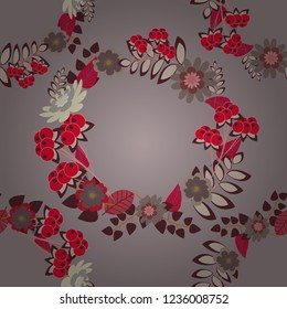 Vector seamless pattern with stylized flowers. Beautiful floral background in beige, brown and pink colors. Can be used for textile, book cover, packaging, wedding invitation.