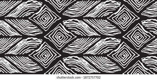 Vector seamless pattern with stylized flowers. Geometric abstract tiles background.