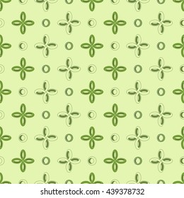 Vector seamless pattern with stylized flowers on a green background. Summer pattern.