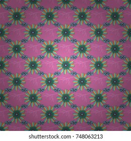 Vector seamless pattern with stylized flowers. Beautiful floral background in yellow, pink and blue colors. Can be used for textile, book cover, packaging, wedding invitation.