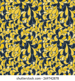 Vector seamless pattern of stylized leaves and petals