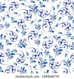 Vector seamless pattern with stylized peacock feather. Floral pattern