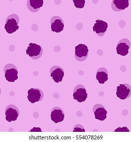 Vector seamless pattern with stylized purple roses. Square composition with abstrct vintage roses.