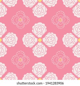 Vector seamless pattern with stylized sakura flowers in bright pink color. Best idea for cover, textile, card and other use.