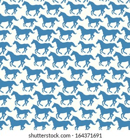 Vector seamless pattern with stylized silhouette horses. Template for design and decoration