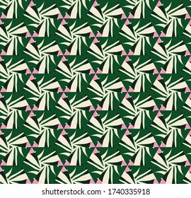 Vector seamless pattern with stylized tropical leaves and flowers