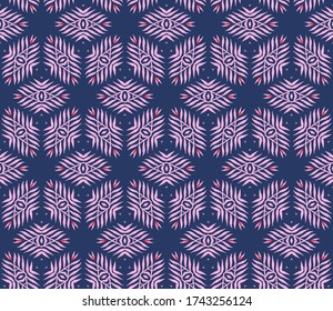 Vector seamless pattern with stylized tropical leaves and flowers
