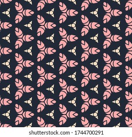 Vector seamless pattern with stylized tropical leaves and flowers