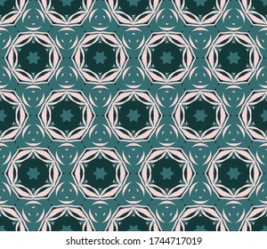 Vector seamless pattern with stylized tropical leaves and flowers