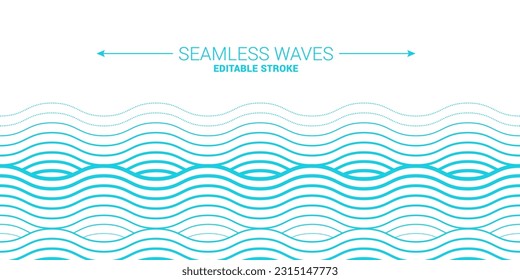 Vector seamless pattern with stylized waves on a light background.