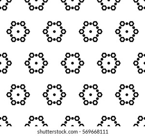 Vector seamless pattern, subtle abstract background with simple figures, black & white hexagons. Floral geometric texture, stylish minimalist backdrop. Design element for prints, decoration, textile