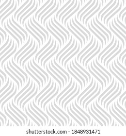 Vector Seamless Pattern. Subtle Background Wavy Line. Modern Waves Texture. Intricate Pipple Curly Stripe. Repeat Soft Lines. Fashion Design For Prints. Endless Style Abstract Geometric Stripes