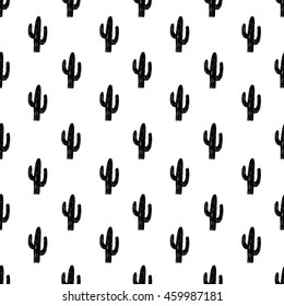 Vector Seamless Pattern With Succulent Cactus. Hand-drawn Black And White Background.