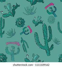 Vector seamless pattern with summer accessories. Hand-drawn background.