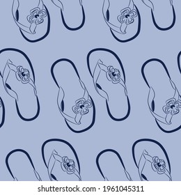 vector seamless pattern with summer flip flops with flower
