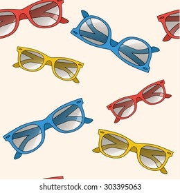 Vector seamless pattern, summer sun glasses. Flat style