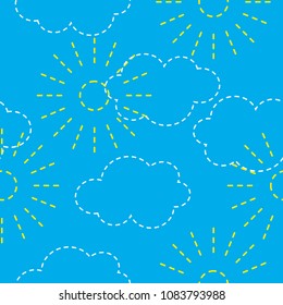 vector seamless pattern sun and clouds