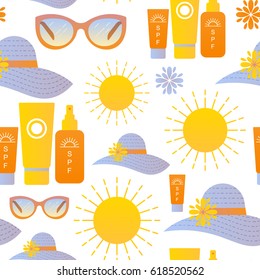 Vector seamless pattern, sun protection design element.