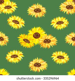 Vector seamless pattern with sunflowers