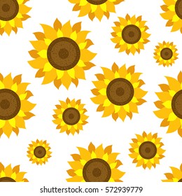 Vector seamless pattern with sunflowers 