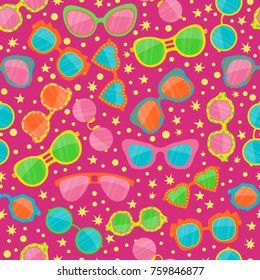 Vector seamless pattern with sunglasses. All objects are conveniently grouped and easily editable