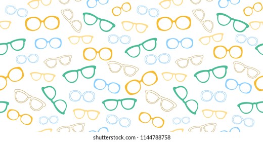 Vector seamless pattern with sunglasses. Summer print. Vector illustration. Modern design for the fabric.