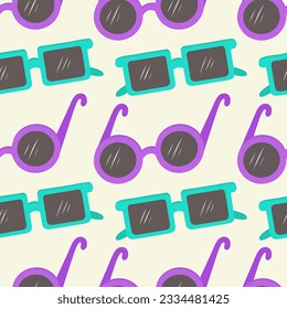 Patrón vectorial sin fisuras con gafas de sol.Fondo de moda en un estilo minimalista. Ilustración marina y de verano.