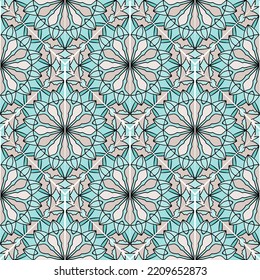 Vector seamless pattern for surface design. Elegant ornamental texture. Colorful abstract ornament.