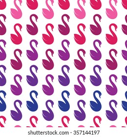 Vector seamless pattern with swan on white background. wallpaper
