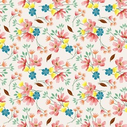Vector Seamless Pattern Of Sweet Pink-blue Floral Patterns. On A Romantic Colored Background For Fabric And Wallpaper. Gift Wrapping Paper Natural Flowers In Spring