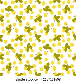 Vector seamless pattern. Sweet red fruit berry with flowers and leaves. Summer background for social media Promotion of food market, local shops. For printing on paper and fabric, banners, wallpaper
