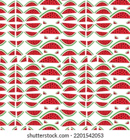 Vector seamless pattern with Sweet watermelon wedges, Juicy fruits summer pattern with watermelon