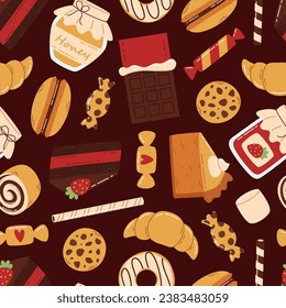 Vector seamless pattern with sweets