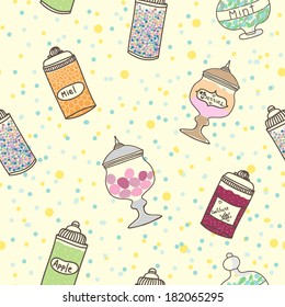 Vector seamless pattern with sweets in jars