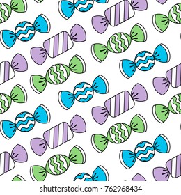 Vector seamless pattern of sweets on white background