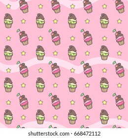 vector seamless pattern. Sweets time concept. 080