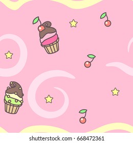 vector seamless pattern. Sweets time concept. 079