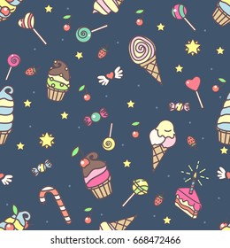 vector seamless pattern. Sweets time concept. 085